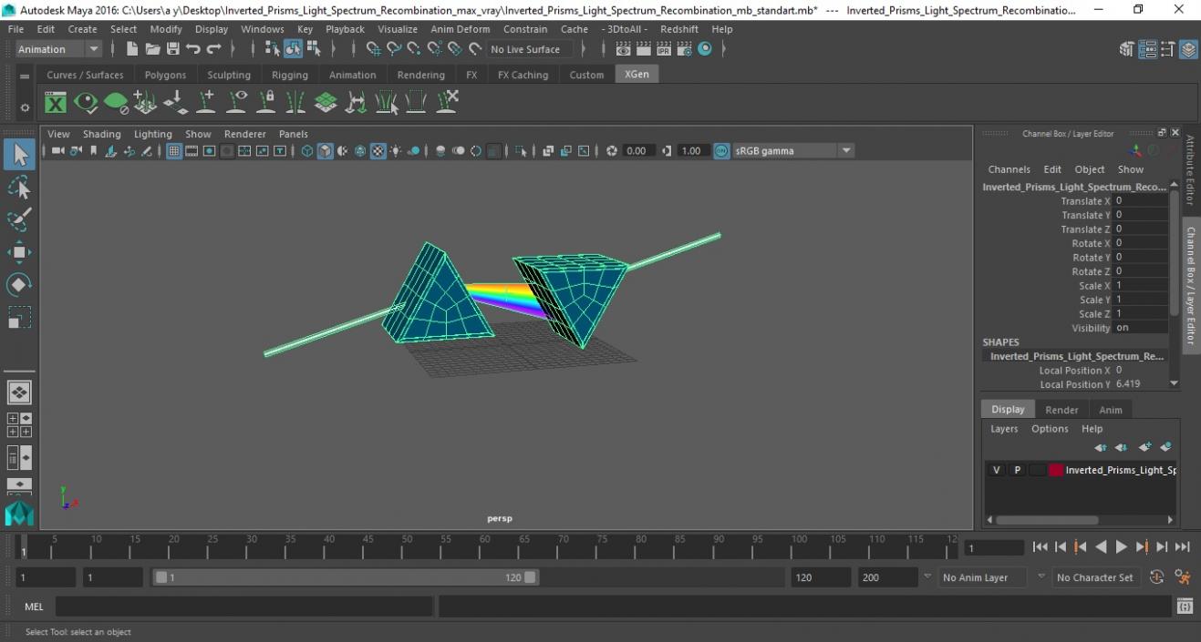 Inverted Prisms Light Spectrum Recombination 3D model