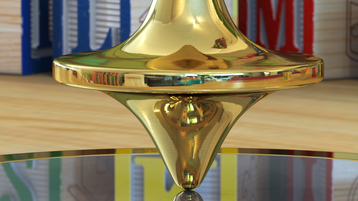ForeverSpin Gold Spinning Top with Base 3D model