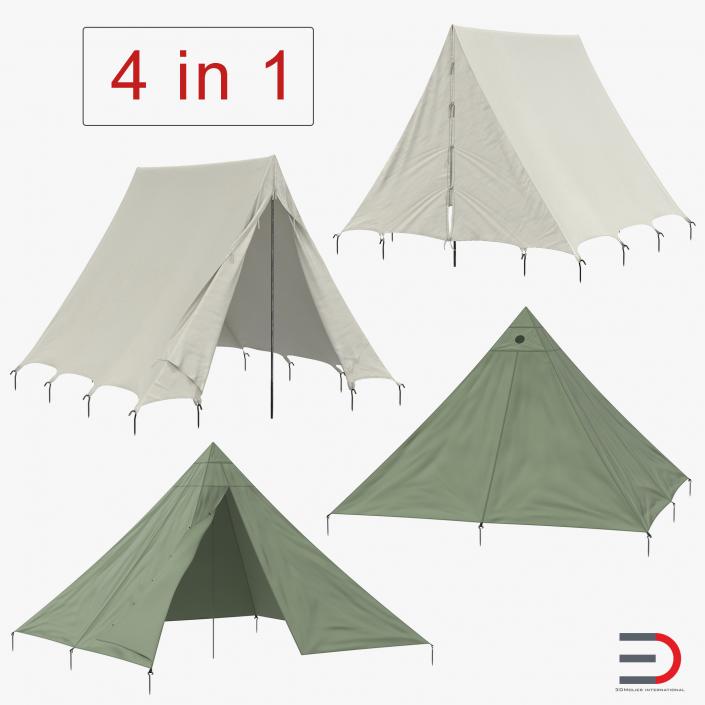 Vintage Camping Tents Collection 3D