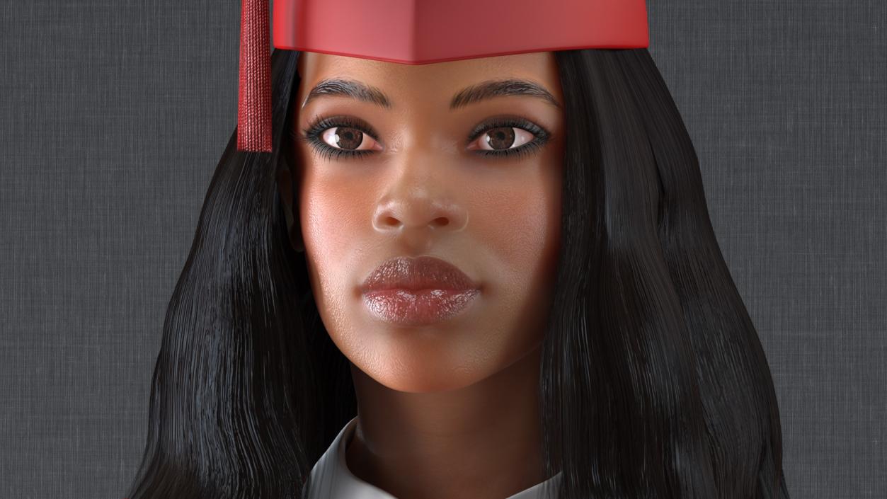 Light Skin Graduation Gown Woman Rigged 3D model