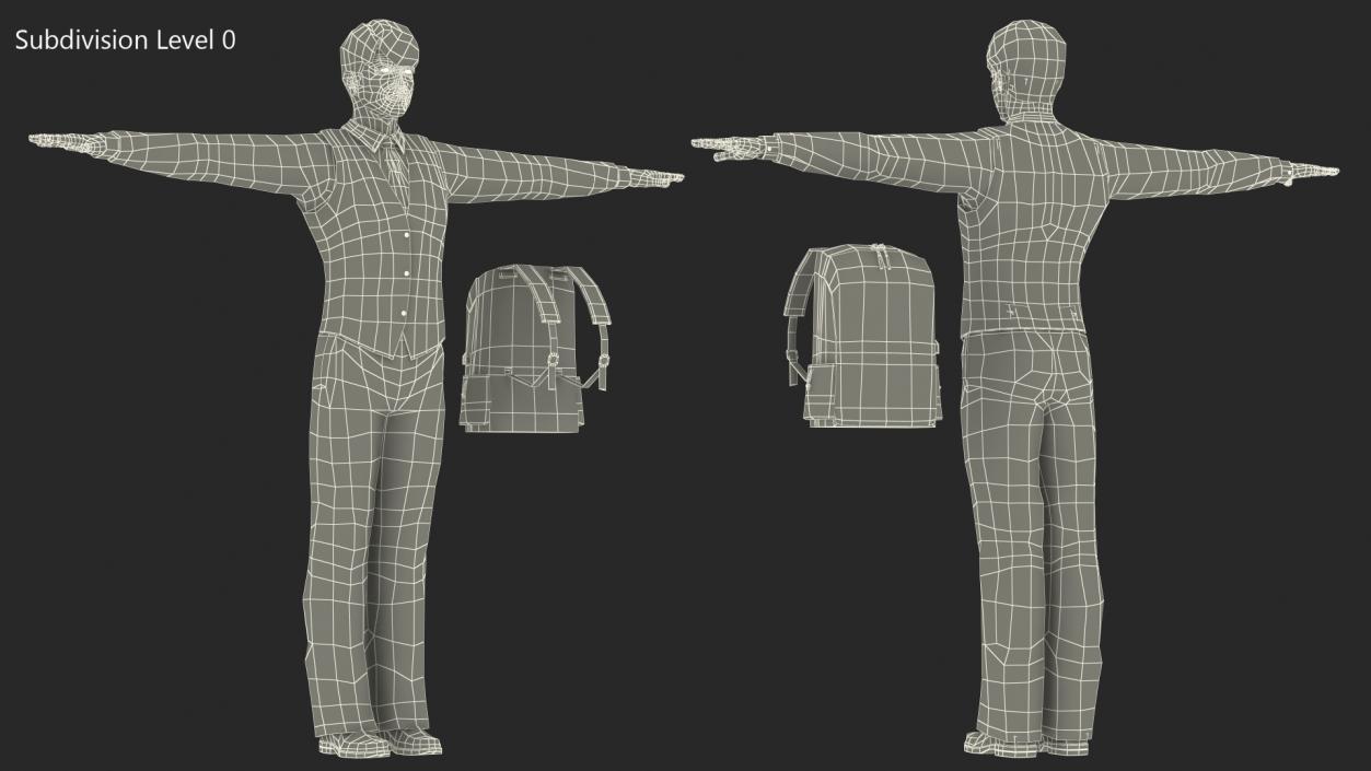 3D Teenage Boy School Uniform Rigged model