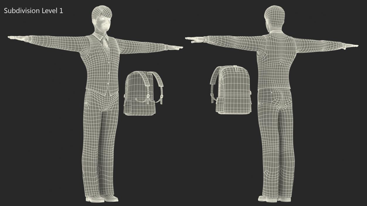 3D Teenage Boy School Uniform Rigged model