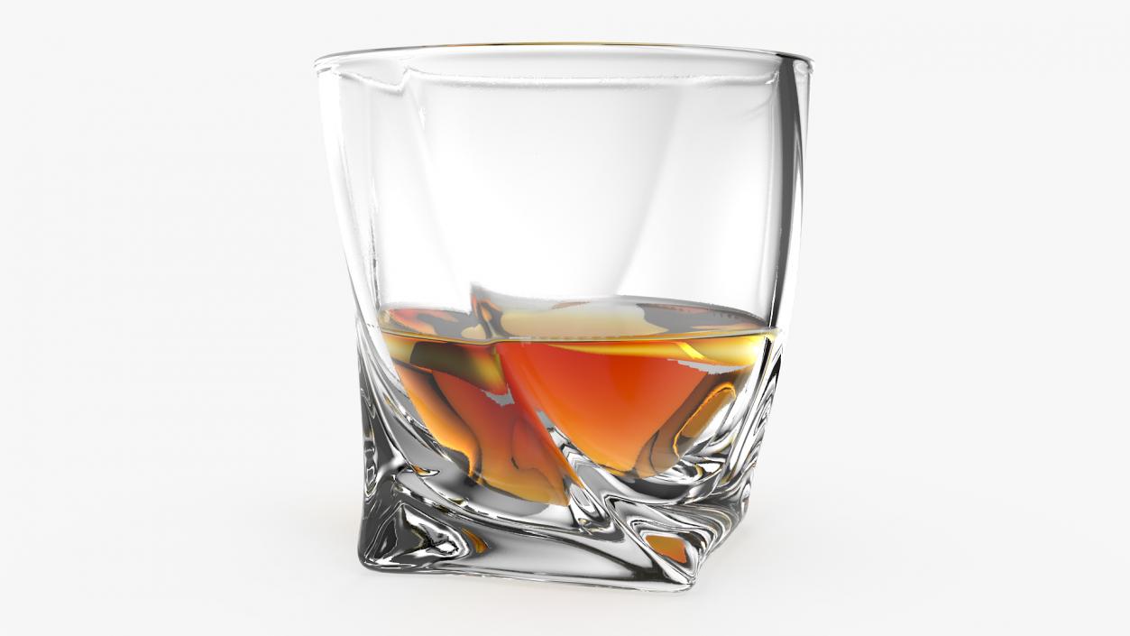 Twisted Rocks Glass With Whiskey 3D
