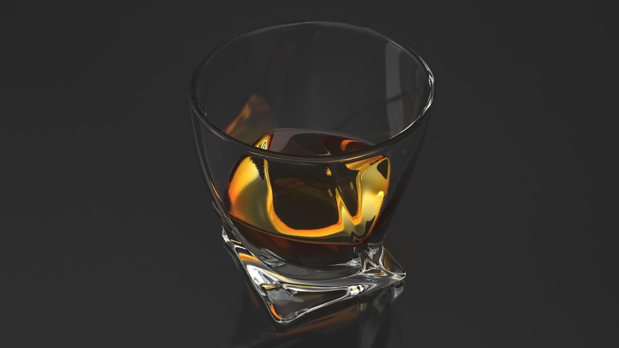 Twisted Rocks Glass With Whiskey 3D