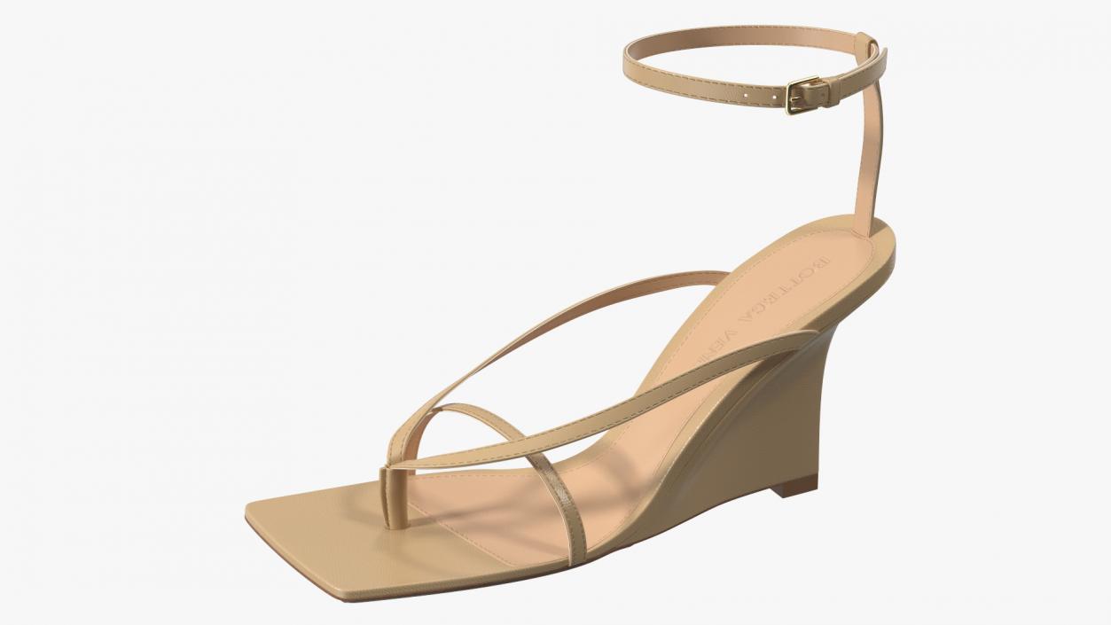 Bottega Veneta Stretch Wedge Sandals Beige 3D