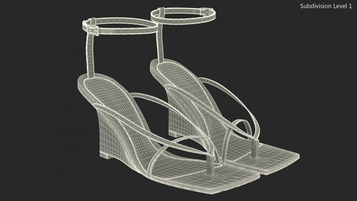 Bottega Veneta Stretch Wedge Sandals Beige 3D