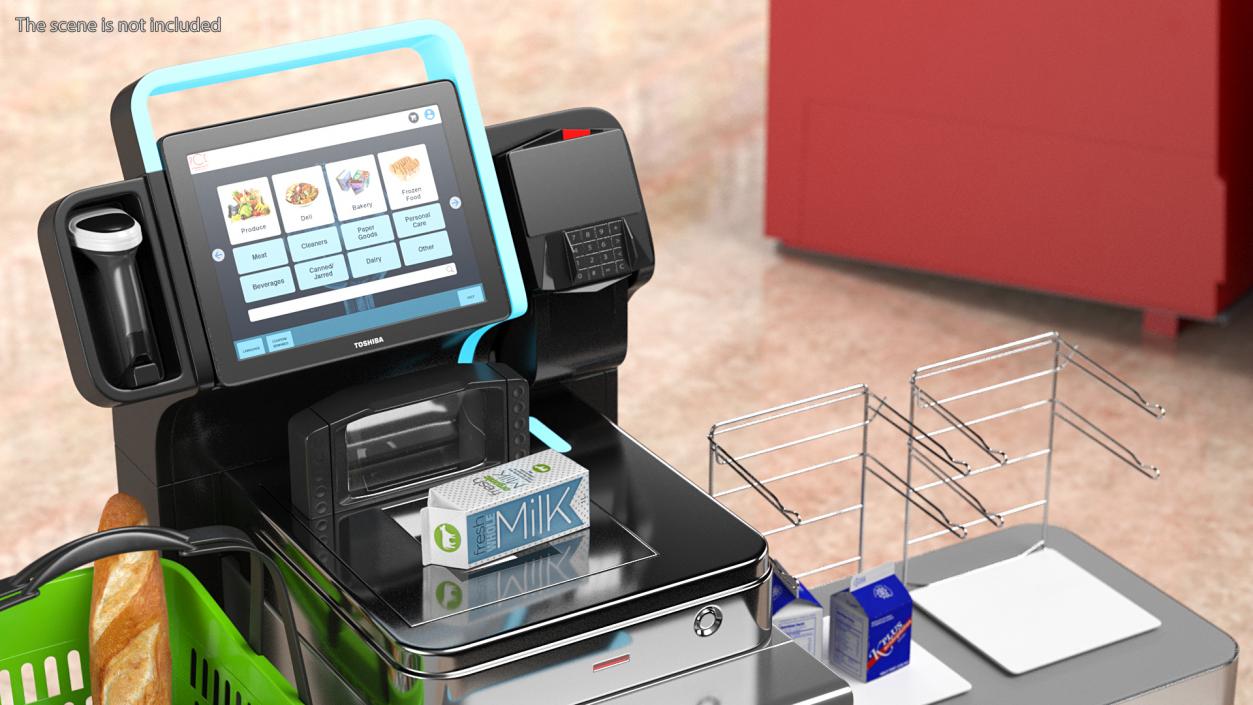 Toshiba Self Checkout System with Shopping Basket 3D model