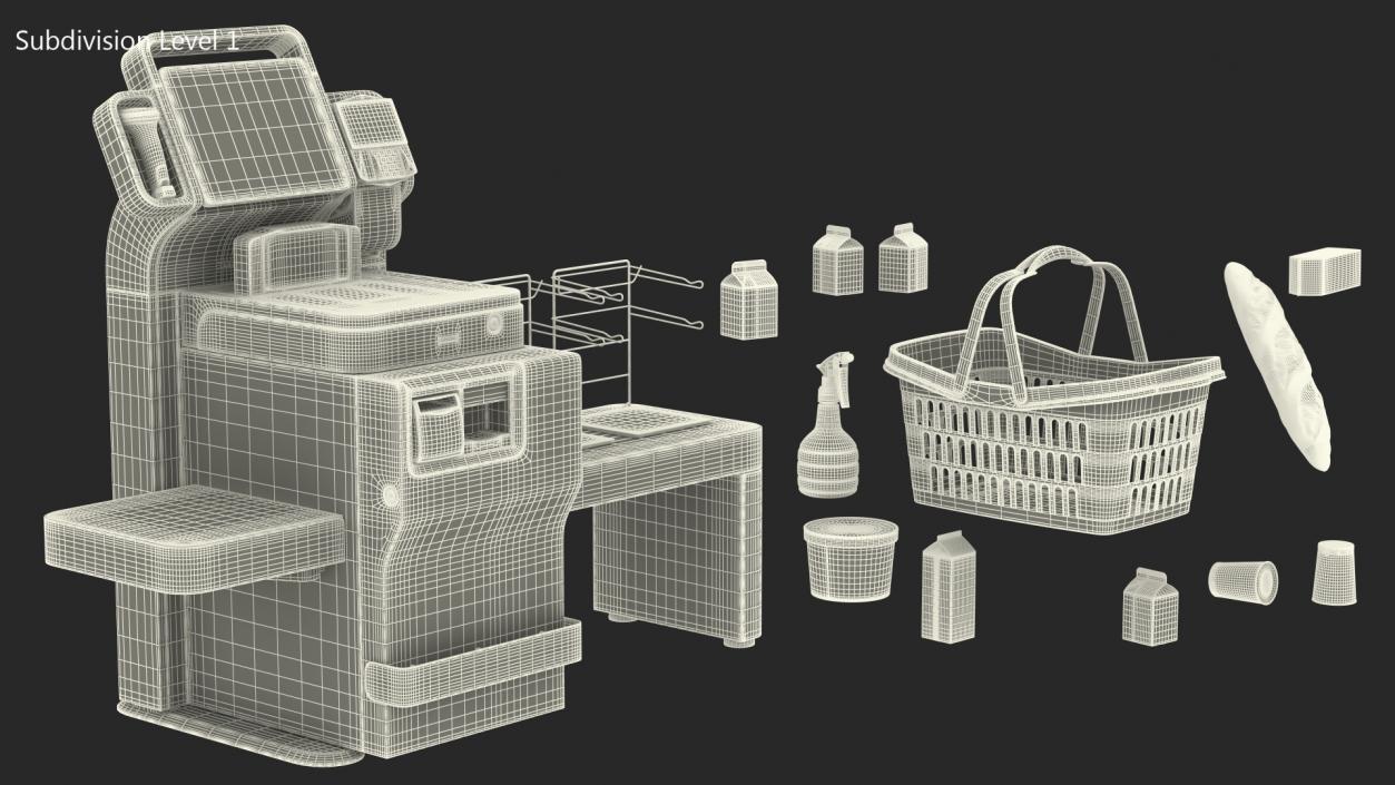 Toshiba Self Checkout System with Shopping Basket 3D model