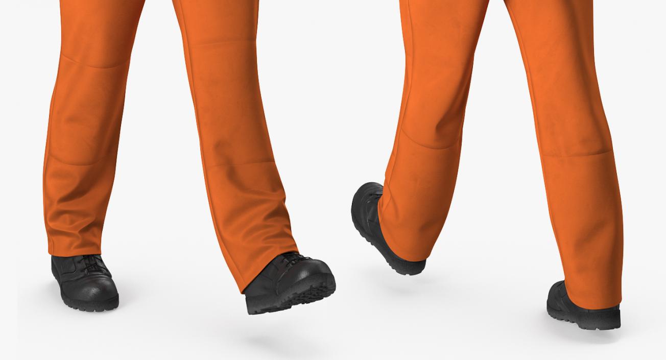 Worker Orange Uniform with Hardhat Walking Pose 3D