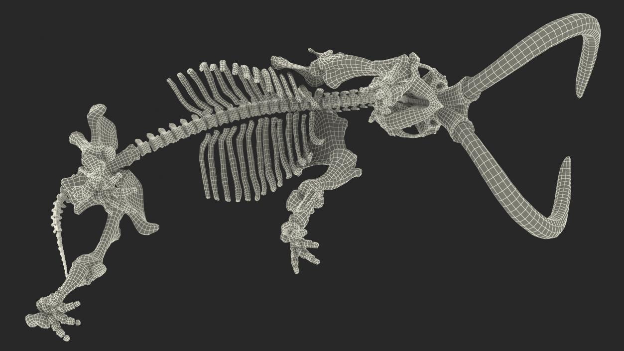 3D Mammoth Skeleton Clean Bones Walking Pose