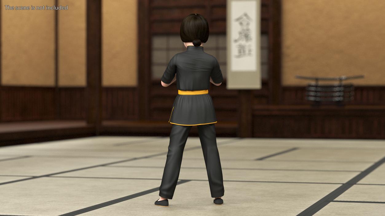 Chinese Girl Child Engaged in Martial Arts 3D