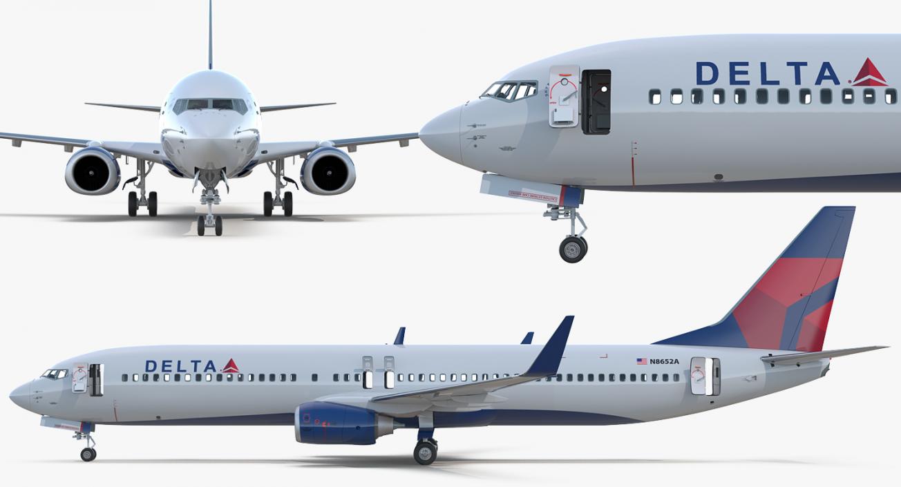Boeing 737-900 ER Delta with Interior and Doors 3D