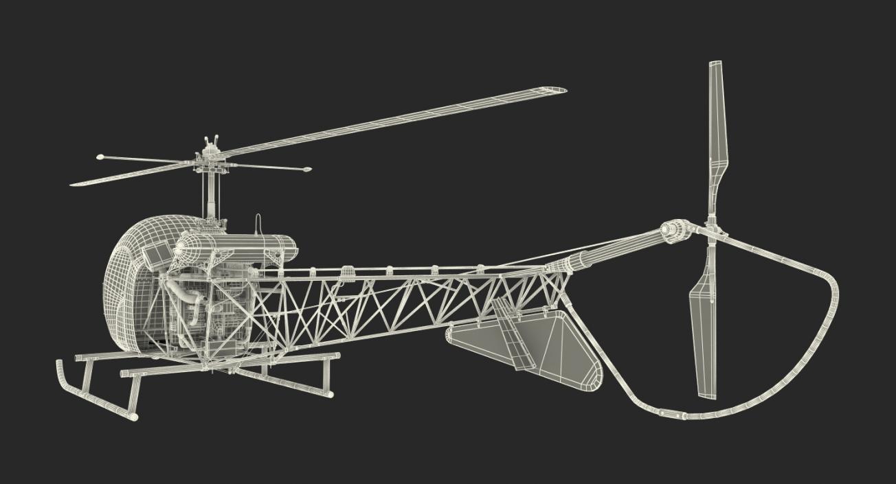 3D Light Helicopter Bell 47 Red model