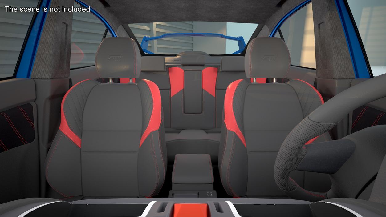 3D Subaru WRX STI 2021 Sedan Blue Simple Interior