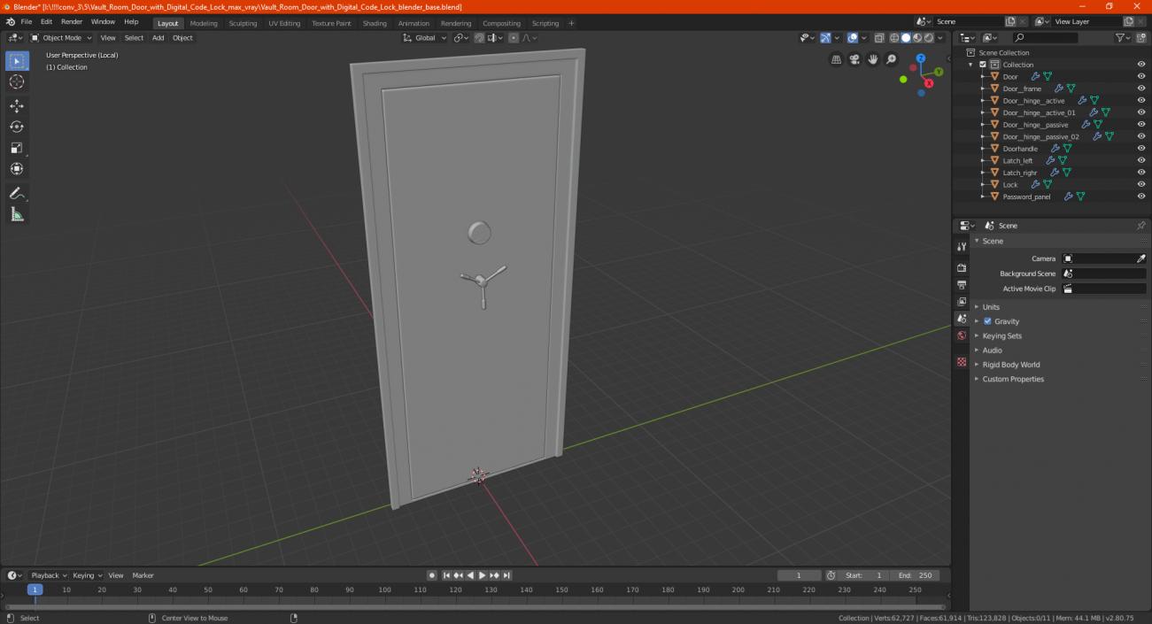 3D Vault Room Door with Digital Code Lock model