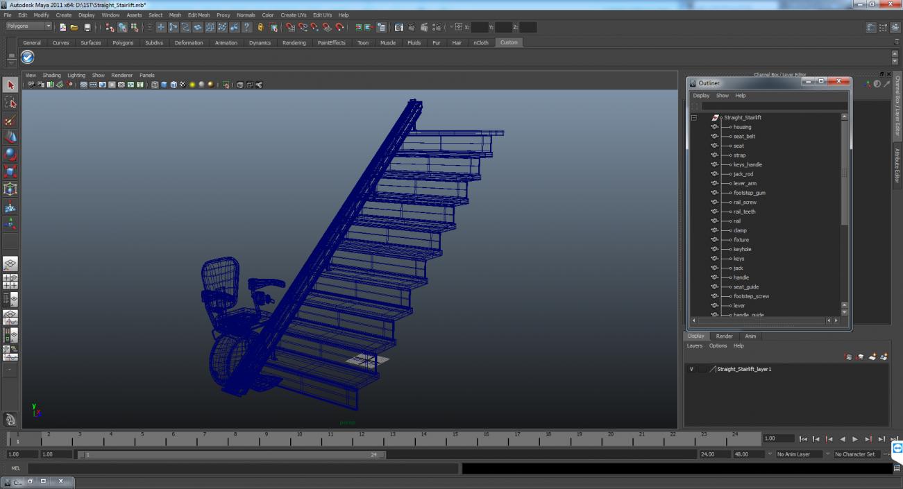 3D Straight Stairlift model