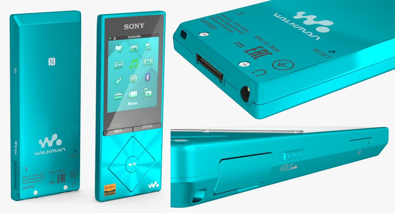 3D Sony NWZ A15 Walkman MP3 Player Turquoise
