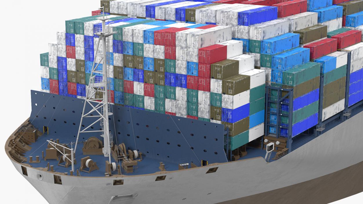 3D Container Ship Loaded