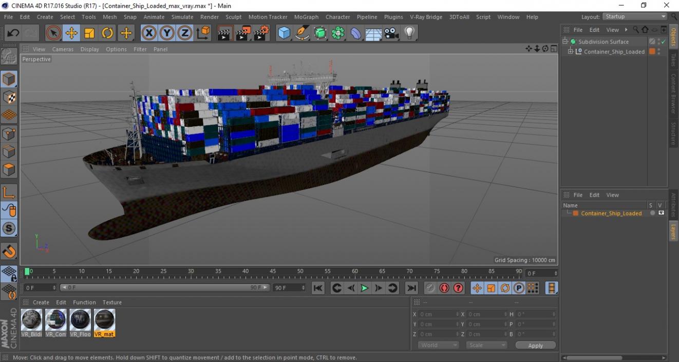 3D Container Ship Loaded