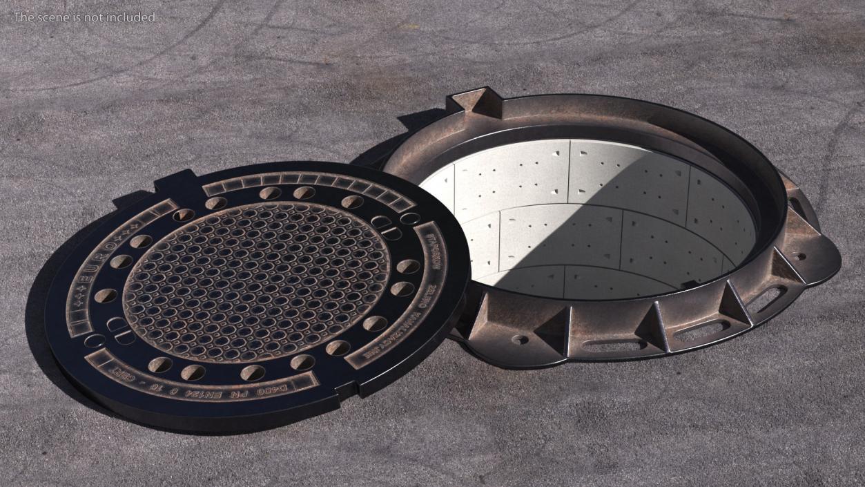 3D Cover of Round Manhole Old