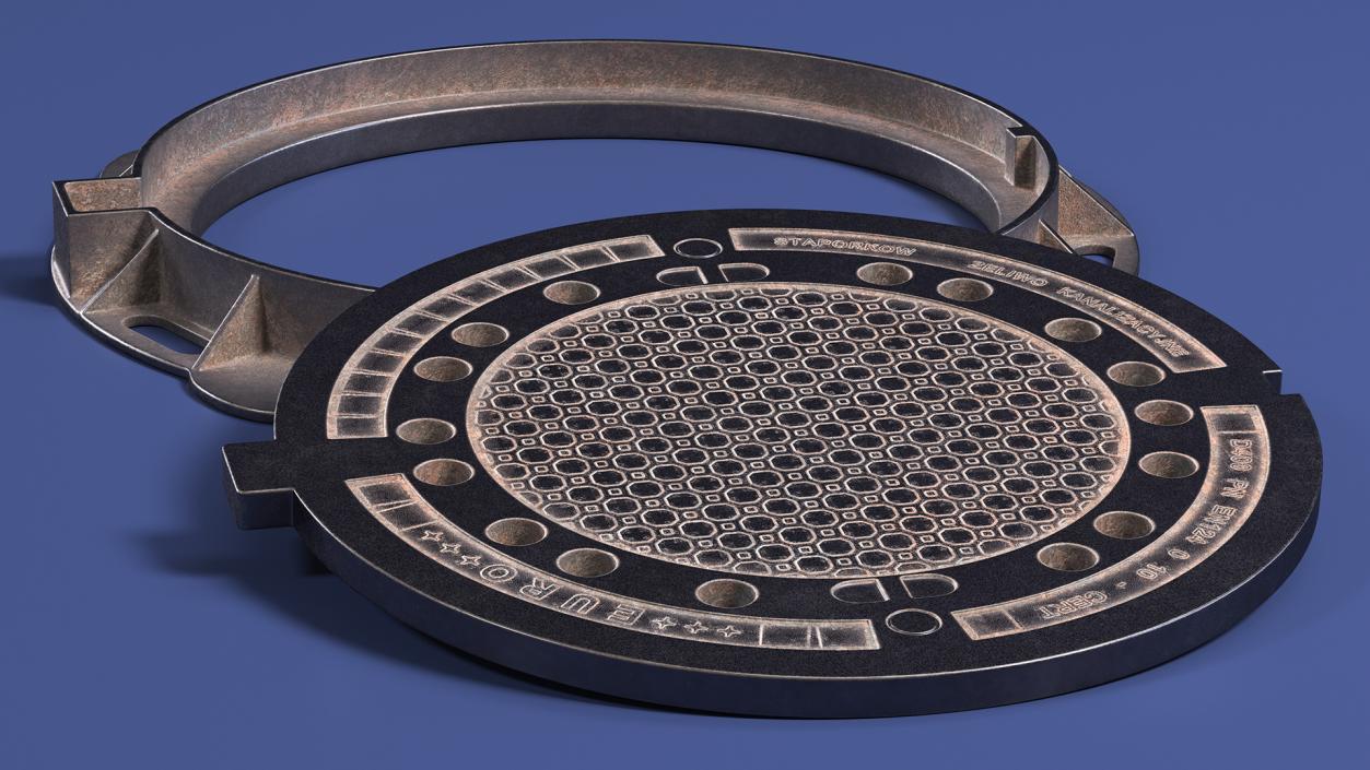 3D Cover of Round Manhole Old