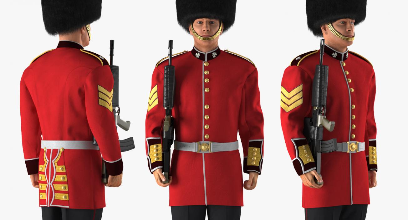 3D British Royal Guard Holding Gun