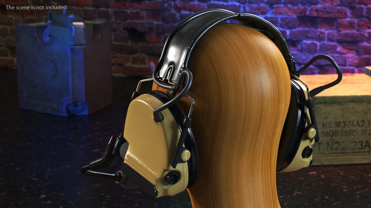 Tactical Headset on Head 3D model