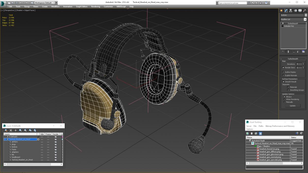 Tactical Headset on Head 3D model