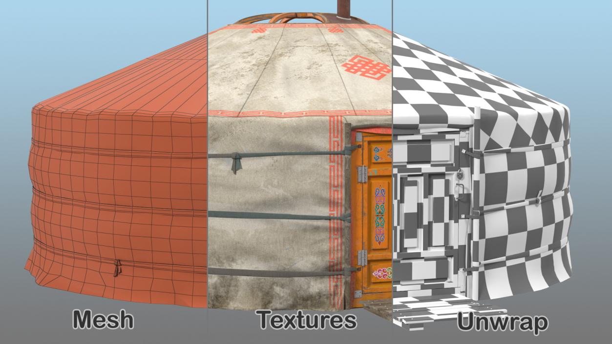 3D Mongolian Portable Yurt model