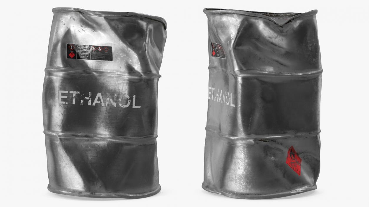 3D Damaged Ethanol Metal Barrel model