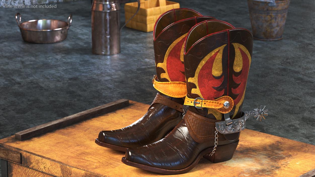 3D Cowboy Boots with Spurs model