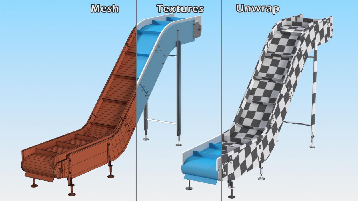 3D Incline Conveyor Rigged model