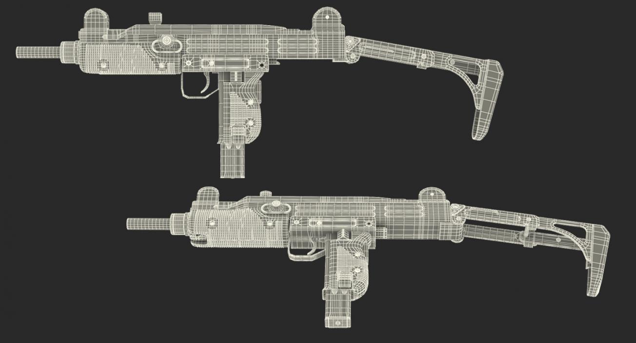 Submachine gun UZI SMG Rigged 3D model