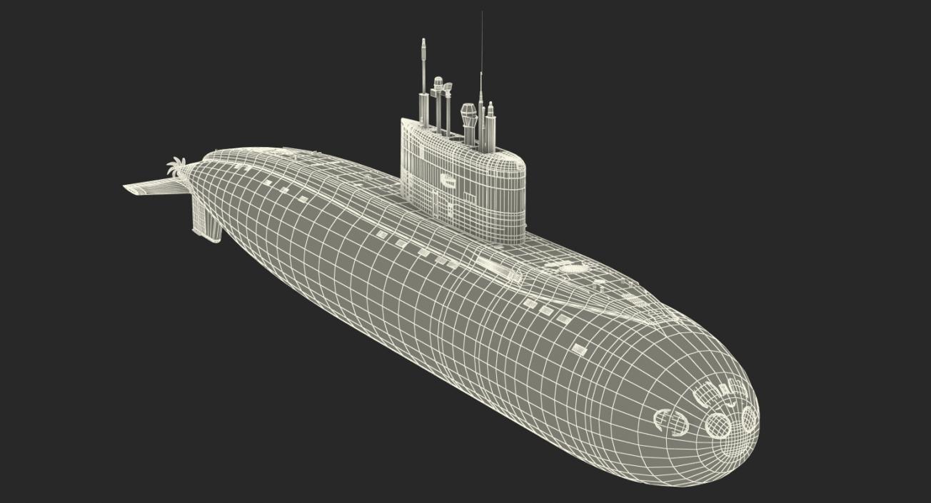3D Diesel Electric Submarine Kilo Class Russian Rigged