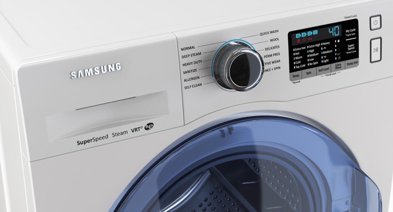 3D model Front Load Washing Machine and Dryer Samsung White