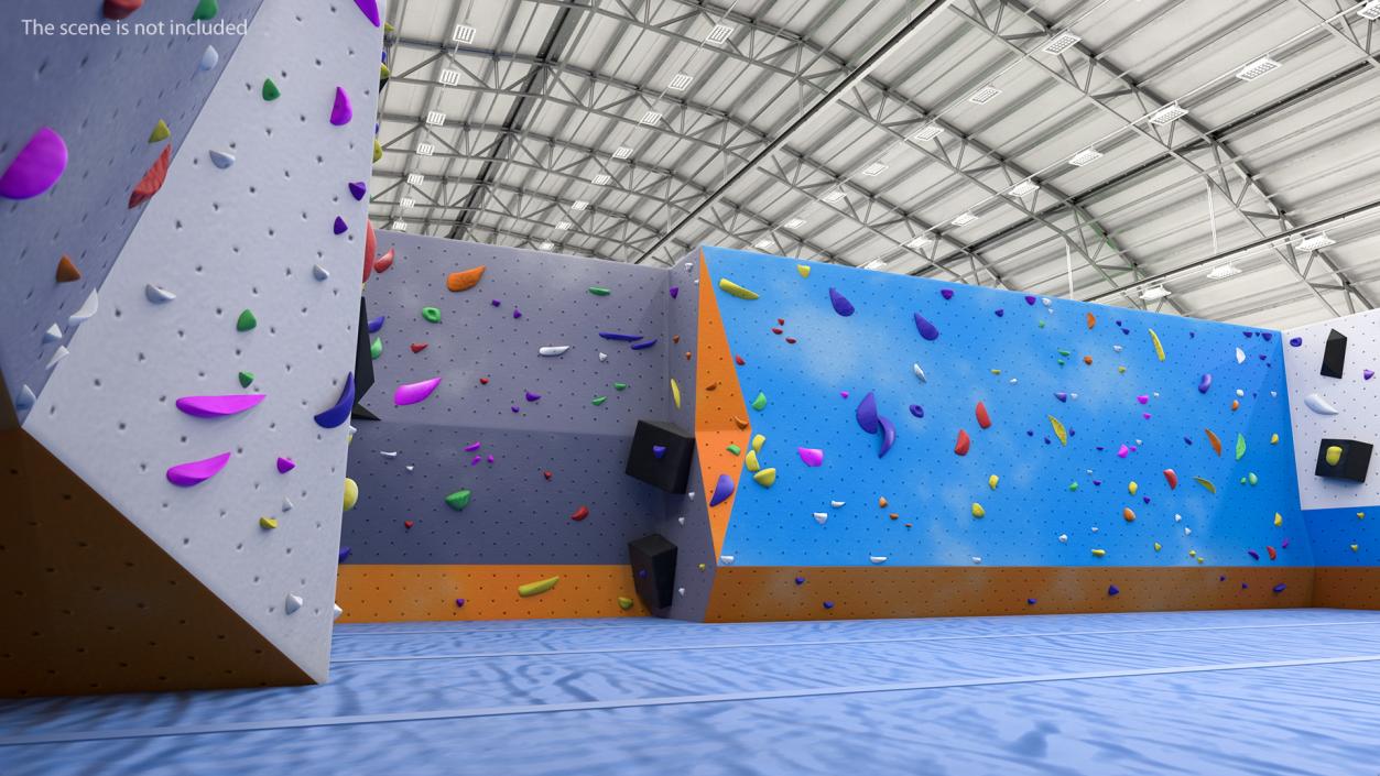 Big Bouldering Climbing Wall with Sports Mat 3D model