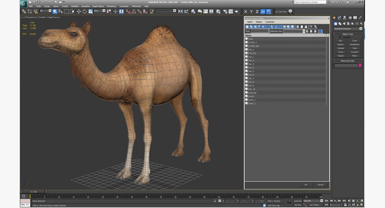 Camel with Fur 3D model
