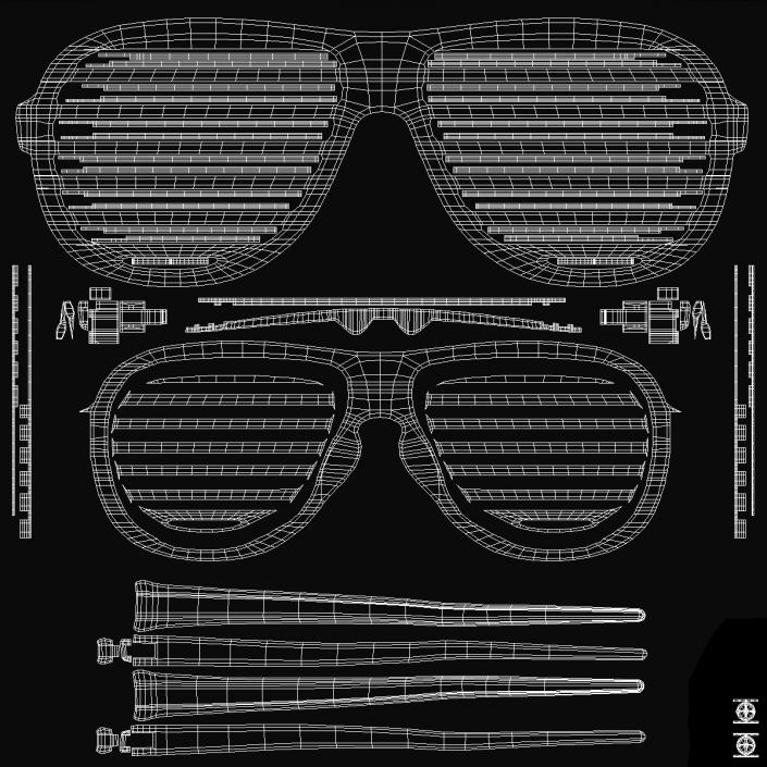 Vintage Black Plastic Shutter Shades Sunglasses 3D