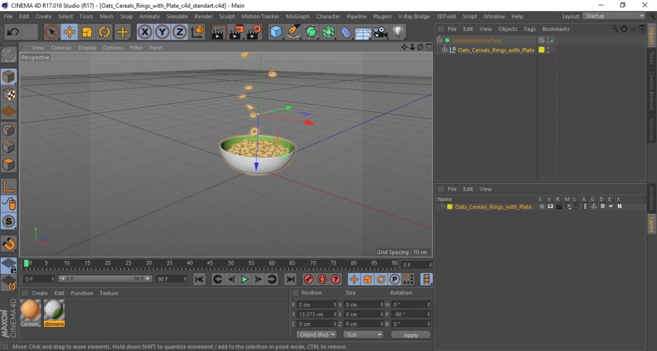 Oats Cereals Rings with Plate 3D model