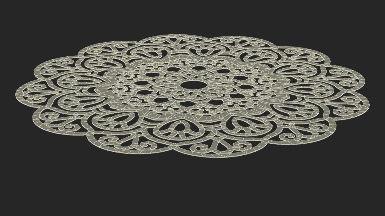 3D model Round Disposable Lace Paper Doilie White