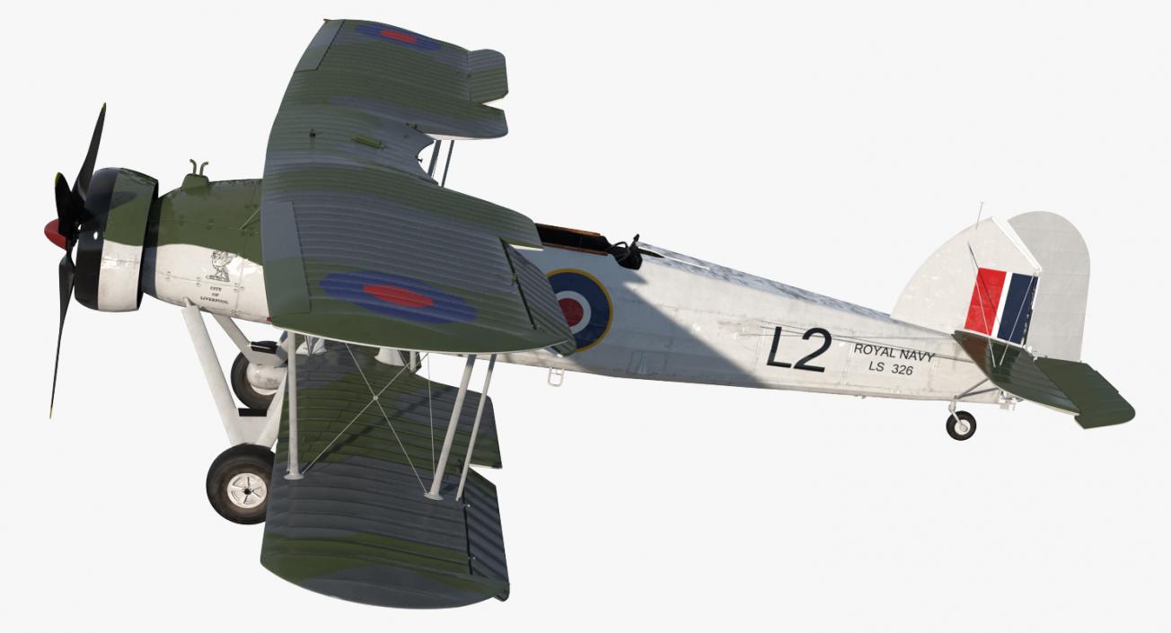 3D Biplane Torpedo Bomber Fairey Swordfish Rigged
