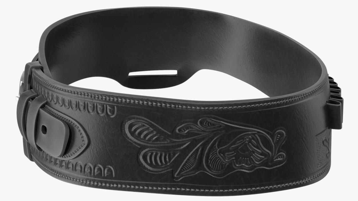 Gun Belt Leather Black 3D