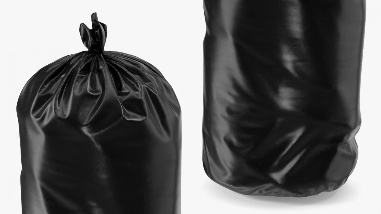 3D Tied Closed Big Black Trash Bag