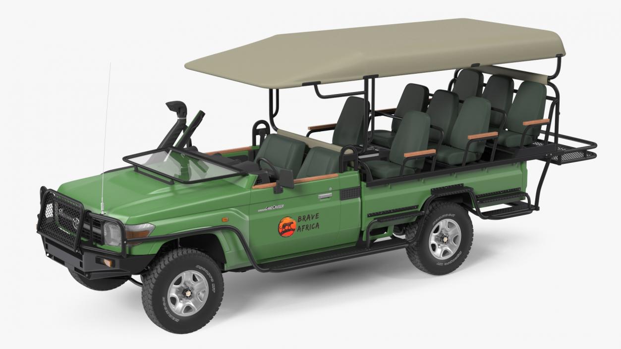 Toyota Land Cruiser Safari Open Sided Green Clean 3D model