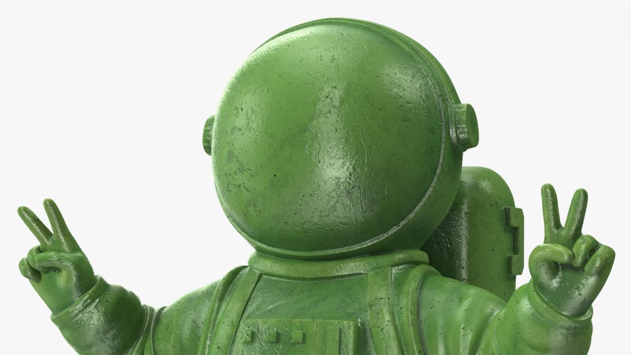 Astronaut Toy Character Green Victory Sign 3D