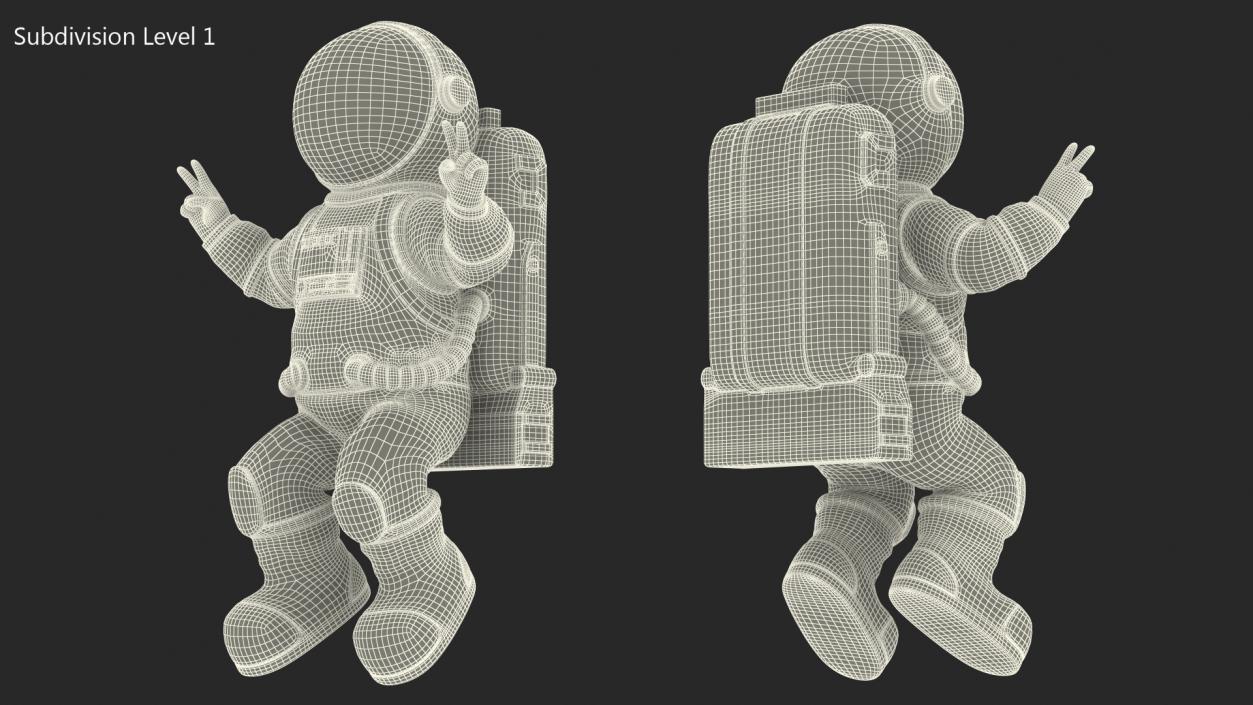 Astronaut Toy Character Green Victory Sign 3D