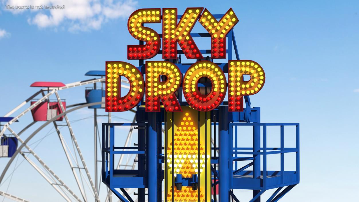 3D Sky Drop Amusement Park Equipment model