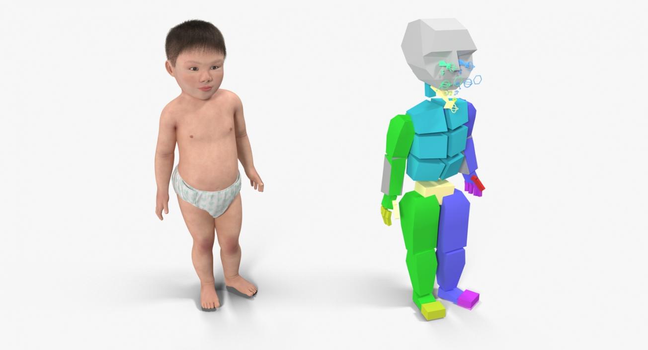 3D Asian Baby with Fur Rigged