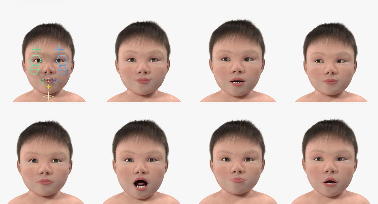 3D Asian Baby with Fur Rigged