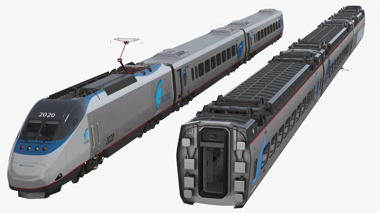3D Amtrak Acela Express Train Rigged model